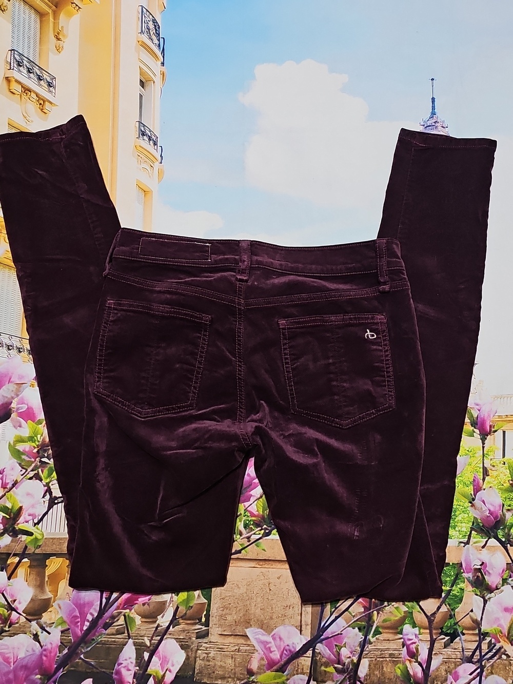Rag & Bone Skinny‎ Velvet Burgundy Jeans Size 25 - Picture 5 of 5